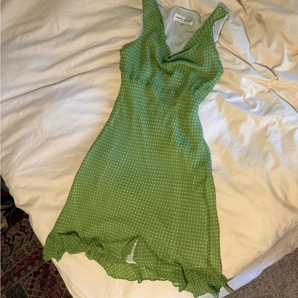 Donna Ricco | Dresses | Silk Green Polka Dot Dress | Poshmark